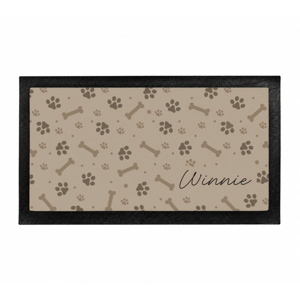Personalised Brown Dog Icons Pet Bowl Mat Non Slip