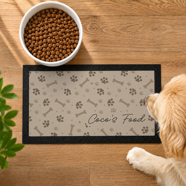 Personalised Brown Dog Icons Pet Bowl Mat Non Slip