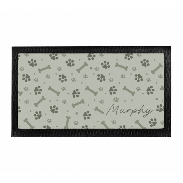 Personalised Grey Dog Icons Pet Bowl Mat Non Slip