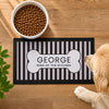 Personalised Black Stripe Pet Bowl Mat Non Slip