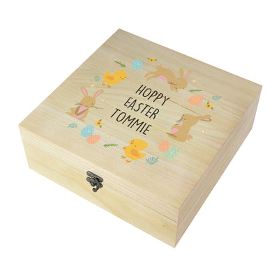 Personalised Easter Bunny & Chick Large Wooden Keepsake Box