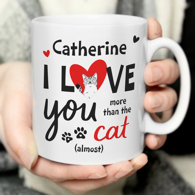 Personalised I Love You More Than The Cat Ceramic Mug