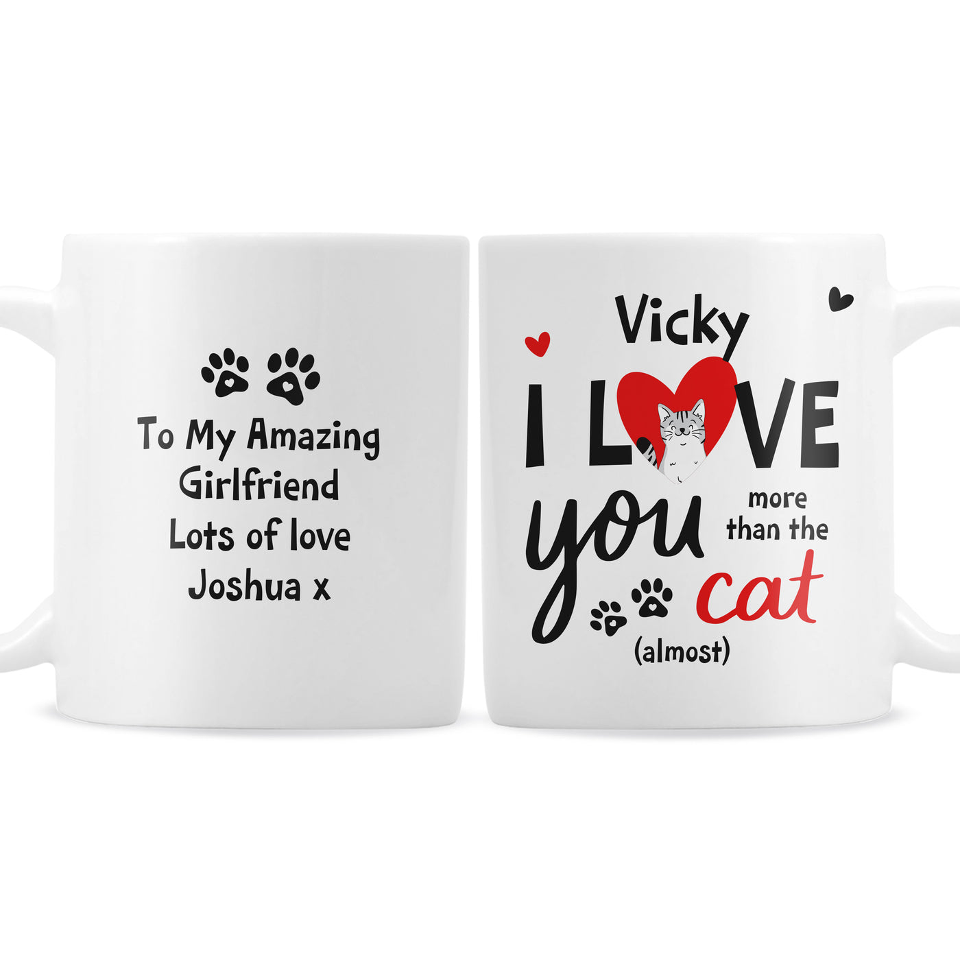 Personalised I Love You More Than The Cat Ceramic Mug