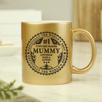 Personalised Worlds Best Ceramic Gold Mug