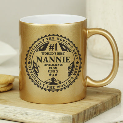 Personalised Worlds Best Ceramic Gold Mug