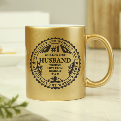 Personalised Worlds Best Ceramic Gold Mug