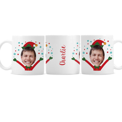 Personalised Photo Upload Christmas Elf Ceramic Mug