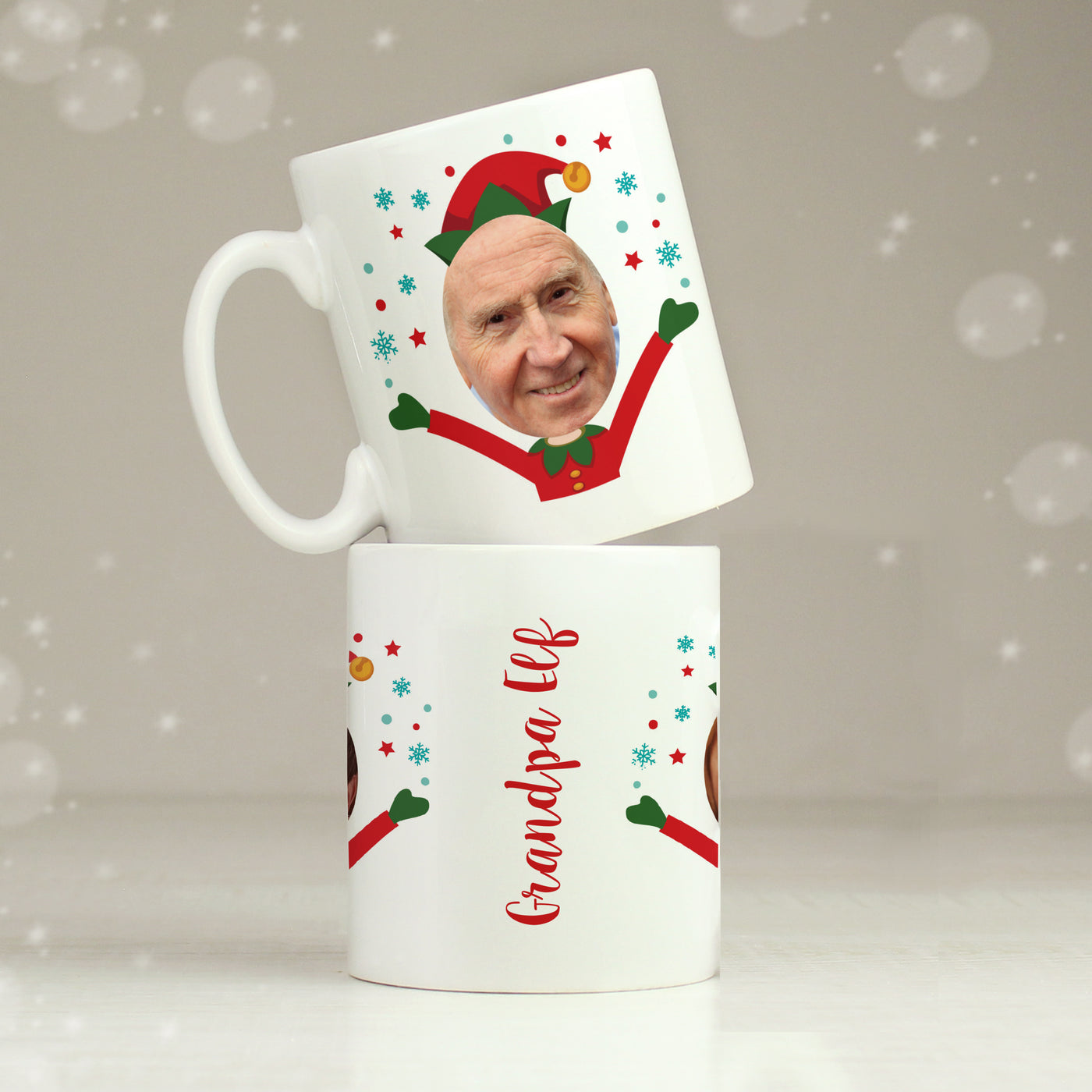 Personalised Photo Upload Christmas Elf Ceramic Mug