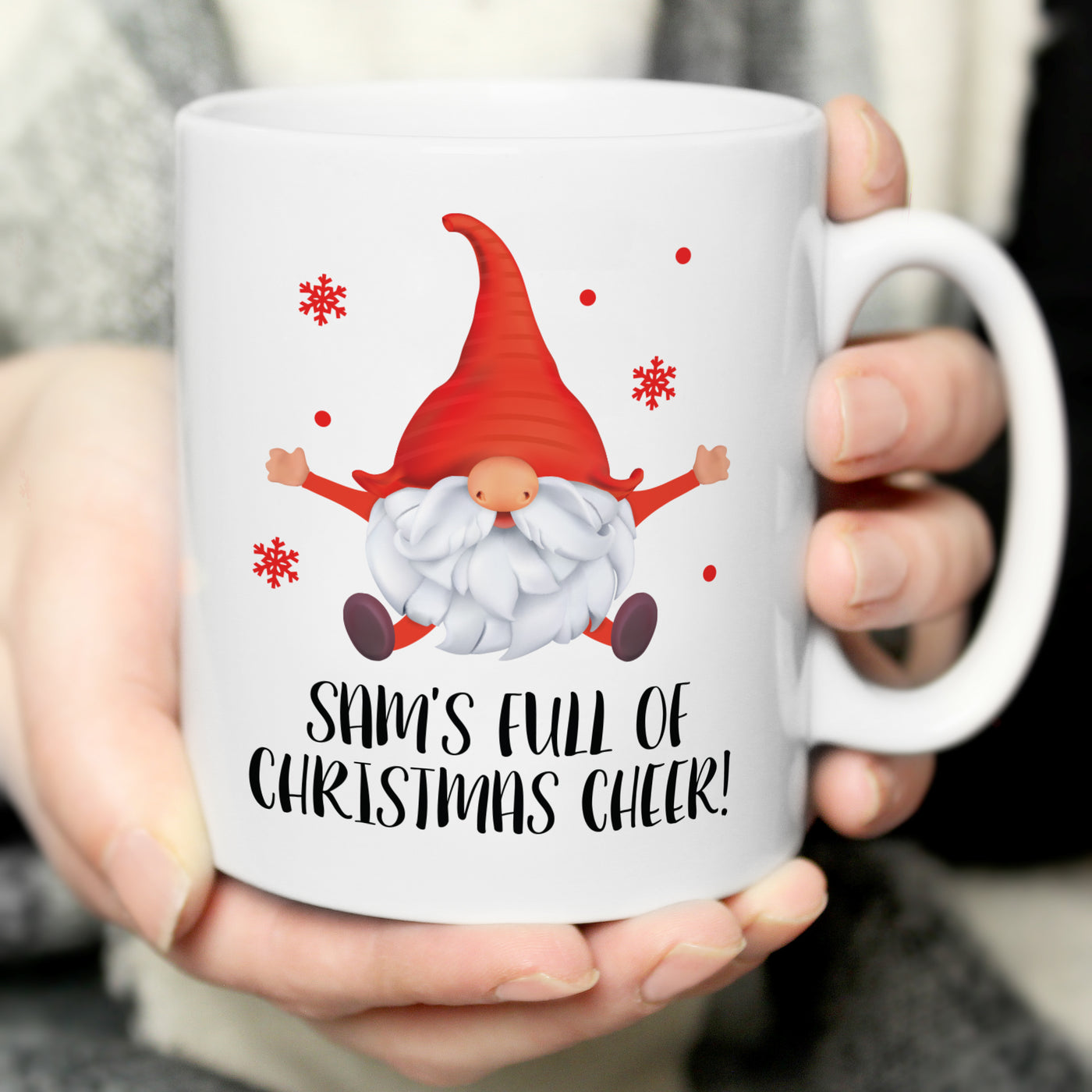 Personalised Red Gonk Christmas Ceramic Mug