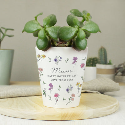 Personalised Wild Flowers Ceramic Plant Pot