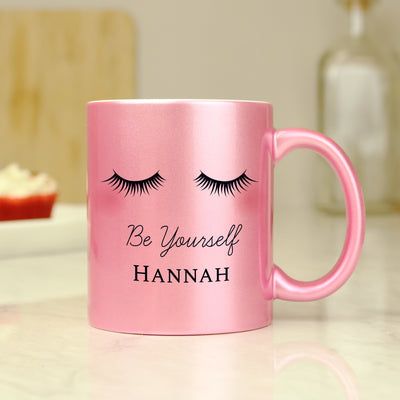 Personalised Eyelashes Pink Glitter Ceramic Mug