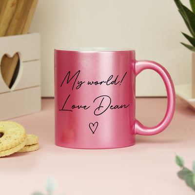 Personalised Pink Glitter Ceramic Mug