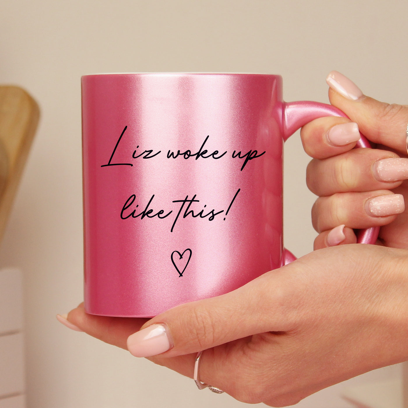 Personalised Pink Glitter Ceramic Mug