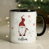 Personalised Gonk Family Black Handled Christmas Ceramic Mug - Boy