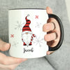 Personalised Gonk Family Black Handled Christmas Ceramic Mug - Boy