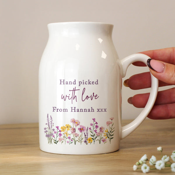 Personalised Wild Flower Ceramic Jug Vase
