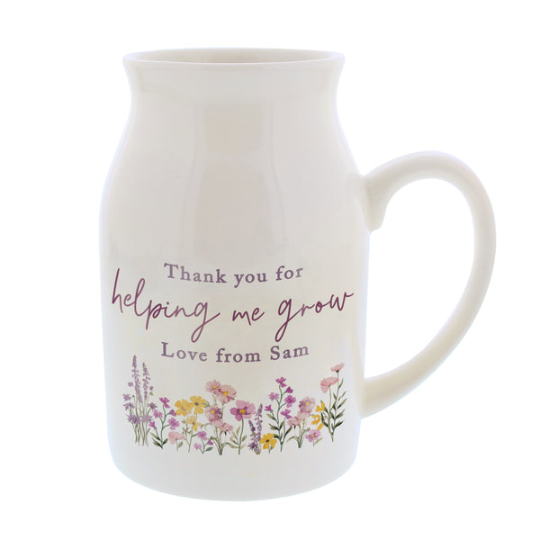 Personalised Wild Flower Ceramic Jug Vase