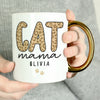 Personalised Cat Mama Gold Handle Ceramic Mug