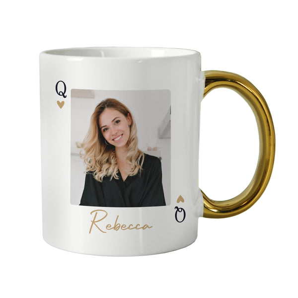 Personalised Photo Upload Queen Gold Handle Ceramic Mug