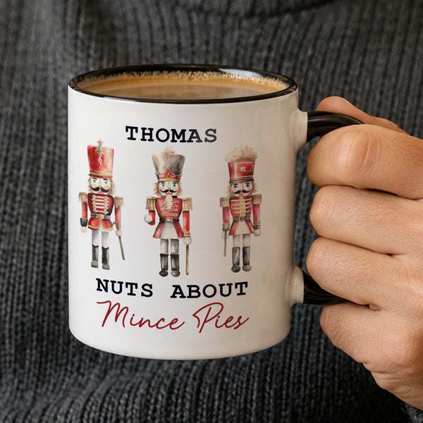 Personalised Nutcracker Black Handle Ceramic Mug