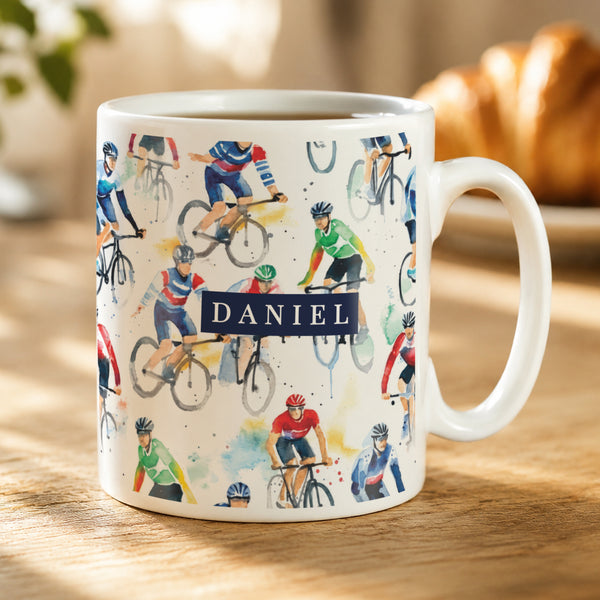 Personalised Cyclist Icons Ceramic Mug