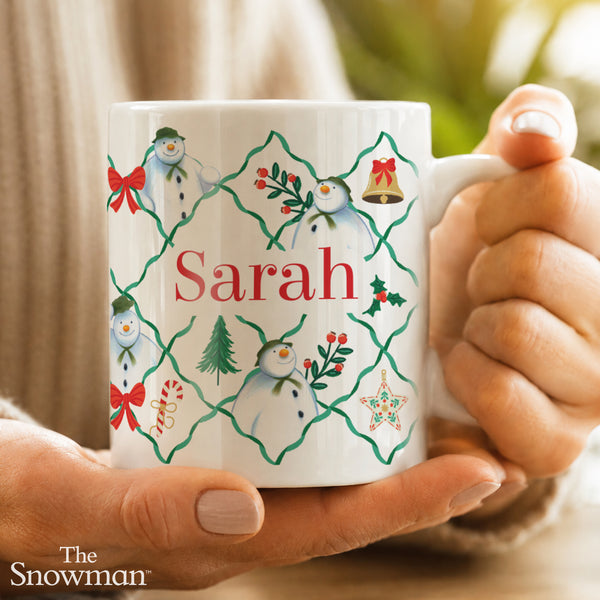 Personalised The Snowman Christmas Wishes Pattern Ceramic Mug
