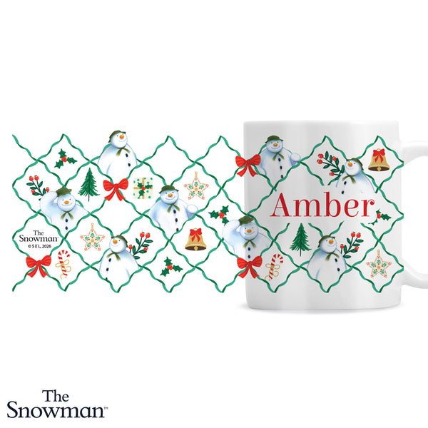 Personalised The Snowman Christmas Wishes Pattern Ceramic Mug