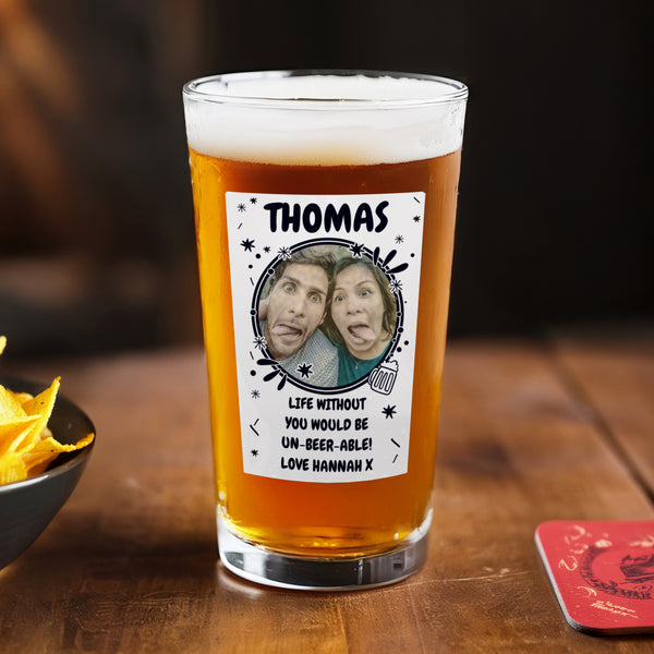 Personalised Cheers Photo Upload Beer Glass