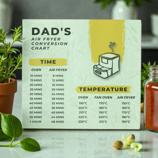 Personalised Air Fryer Chart Glass Chopping Board-Worktop Saver