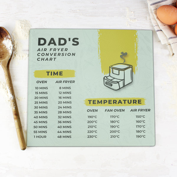 Personalised Air Fryer Chart Glass Chopping Board-Worktop Saver