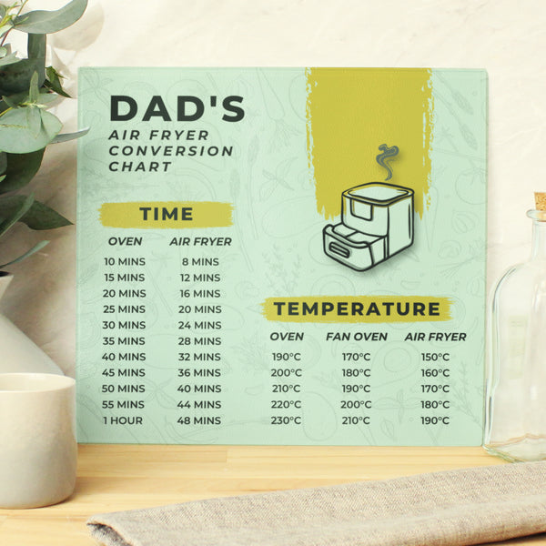 Personalised Air Fryer Chart Glass Chopping Board-Worktop Saver