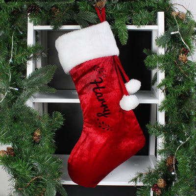 Personalised Holly Red Christmas Stocking