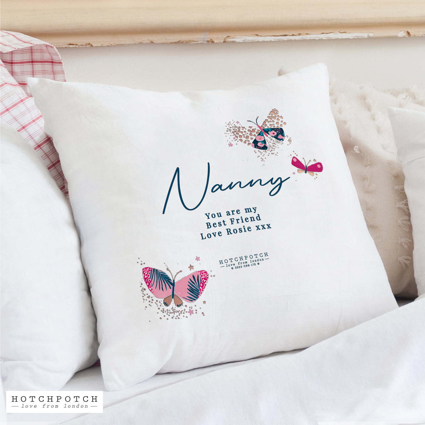 Personalised Butterfly Filled Cotton Cushion