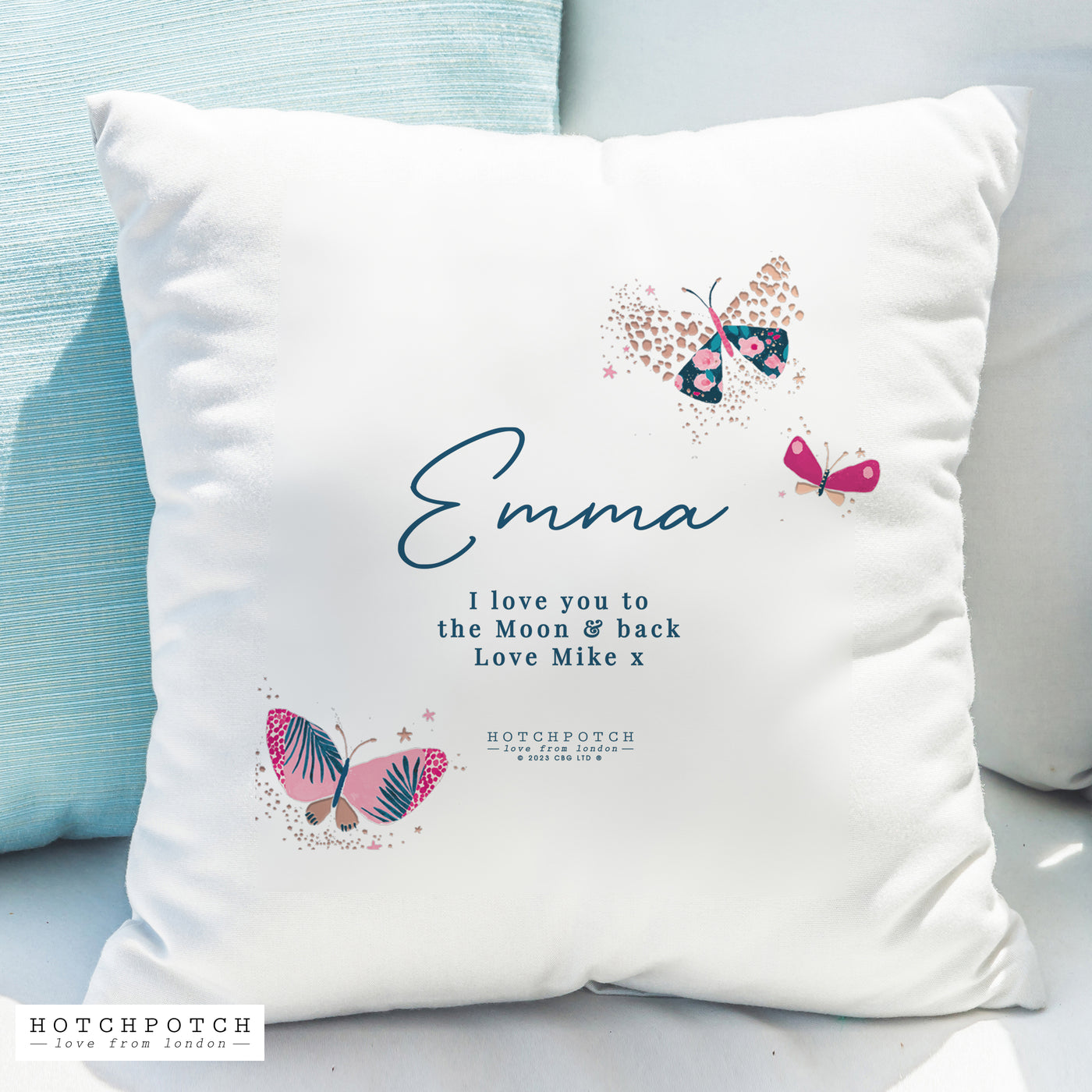 Personalised Butterfly Filled Cotton Cushion