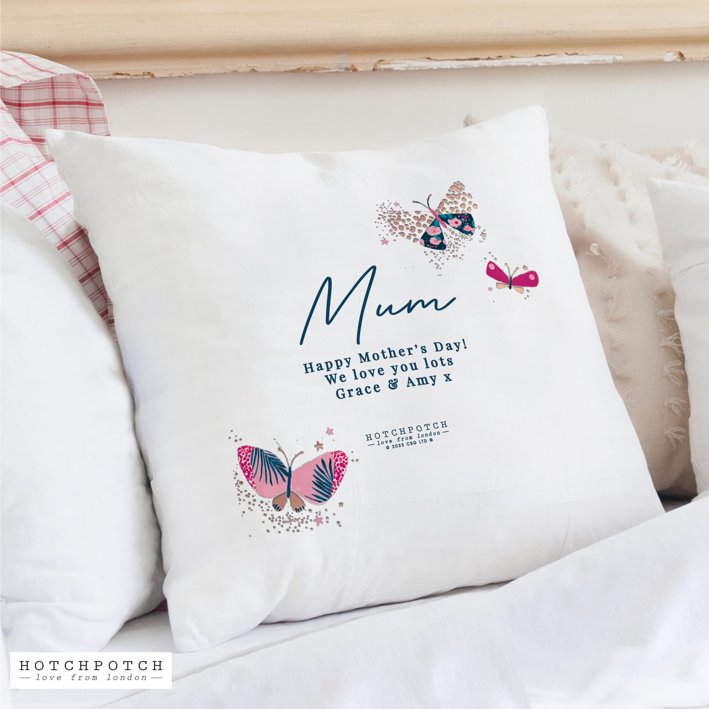 Personalised Butterfly Filled Cotton Cushion