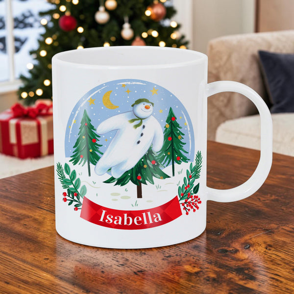 Personalised The Snowman Christmas Wishes Plastic Mug