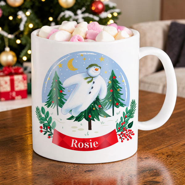 Personalised The Snowman Christmas Wishes Plastic Mug