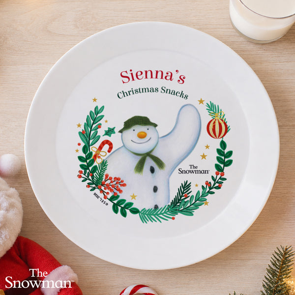 Personalised The Snowman Christmas Wishes Plastic Dinner Plate