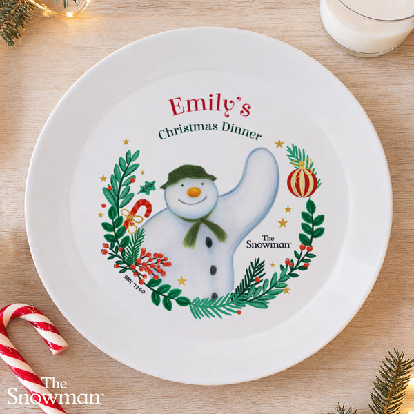 Personalised The Snowman Christmas Wishes Plastic Dinner Plate