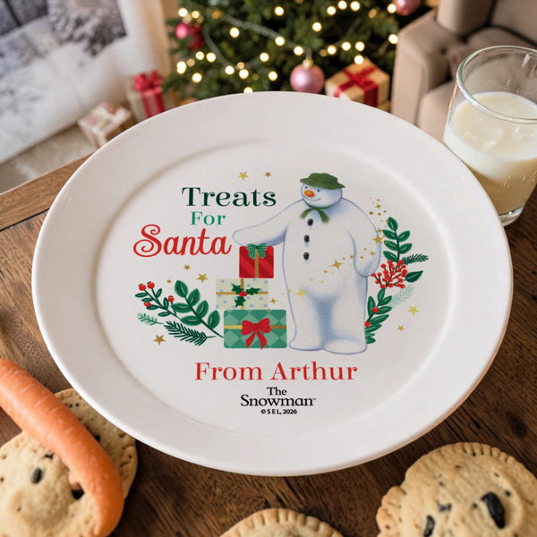 Personalised The Snowman Christmas Wishes Treats For Santa Plastic Plate