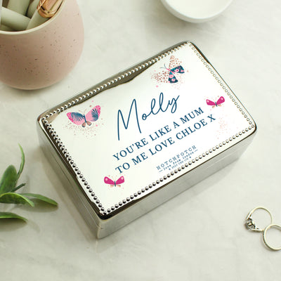 Personalised Butterfly Rectangular Jewellery Box