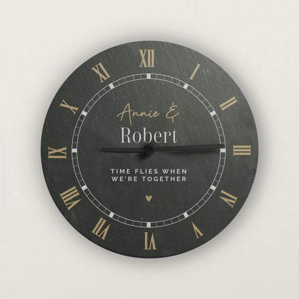 Personalised Black & Gold Slate Clock