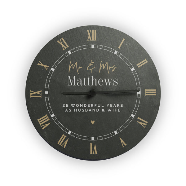 Personalised Black & Gold Slate Clock