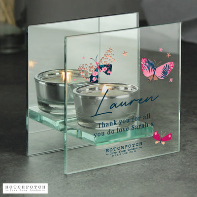 Personalised Butterfly Mirrored Tea Light Candle Holder