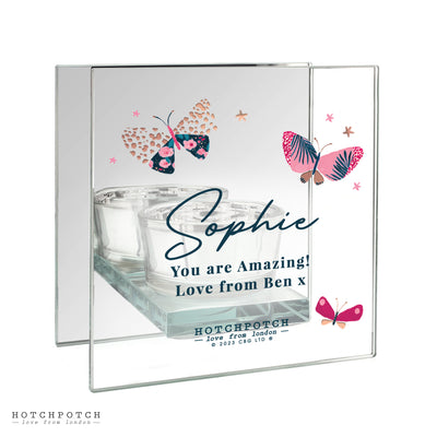 Personalised Butterfly Mirrored Tea Light Candle Holder