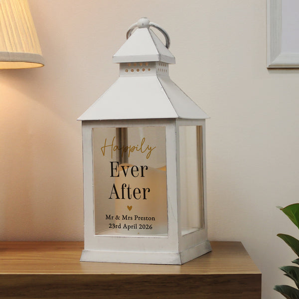Personalised Black & Gold Free Text Indoor White Lantern