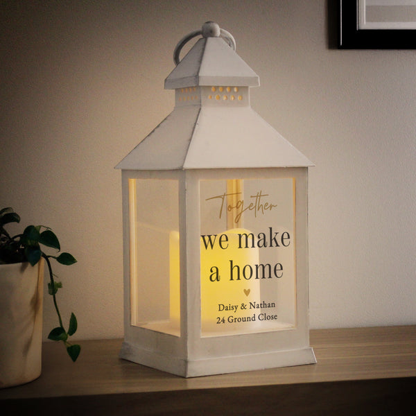Personalised Black & Gold Free Text Indoor White Lantern