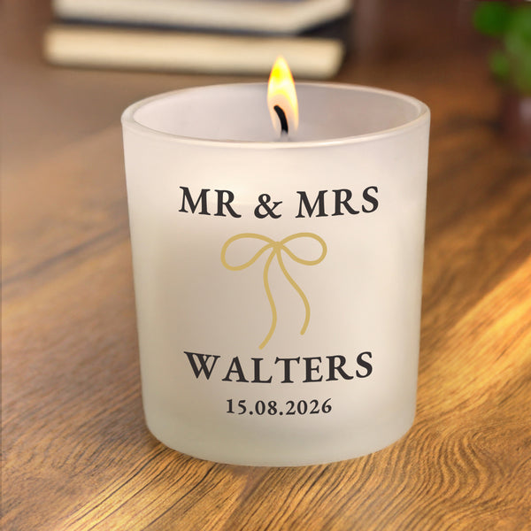 Personalised Black & Gold Bow Frosted Wax Candle