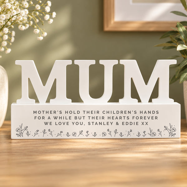 Personalised Floral Wooden Mum Ornament