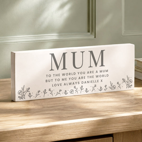 Personalised Floral Wooden Mum Ornament